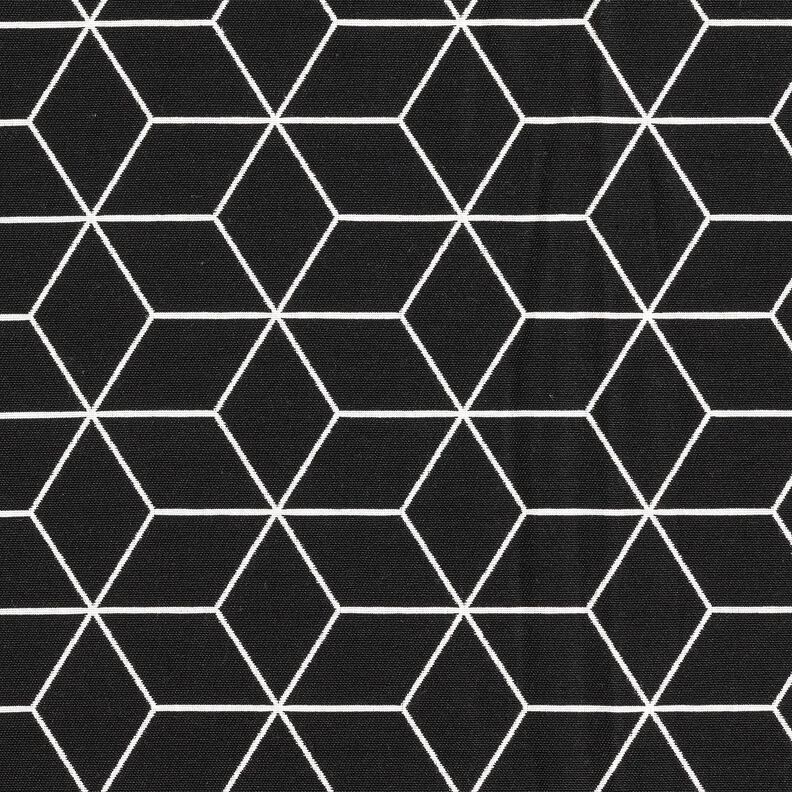 Dekostoff Jacquard moderne Würfel – schwarz/elfenbein,  image number 1