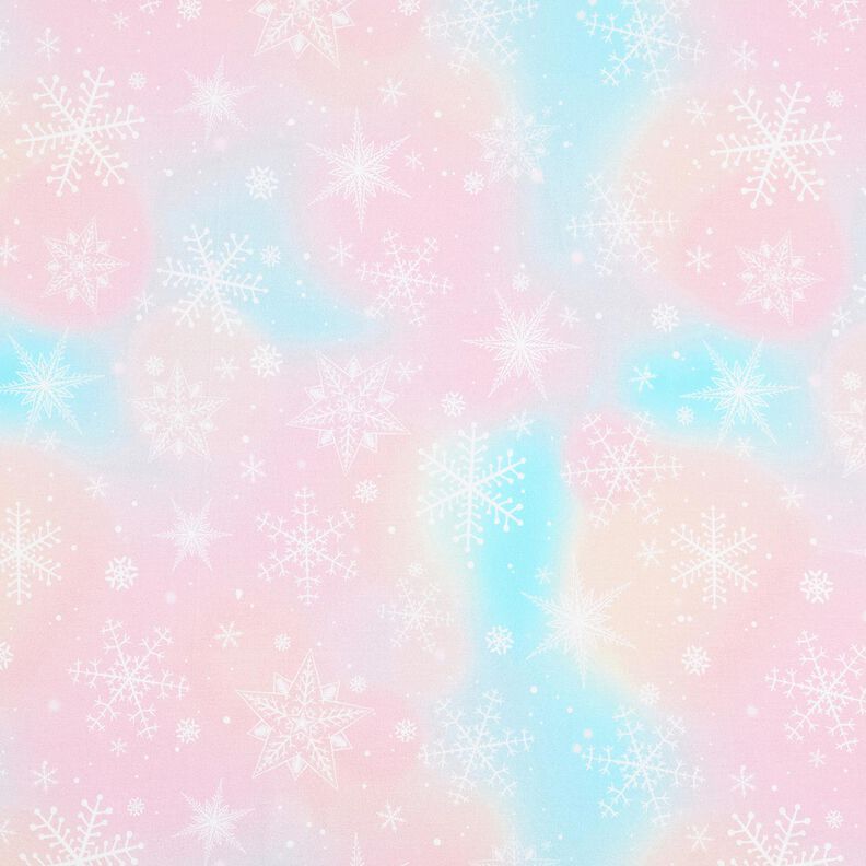 Baumwolljersey Schneeflocken Aquarell Farbverlauf | Glitzerpüppi – eisblau/rosé, image number 1
