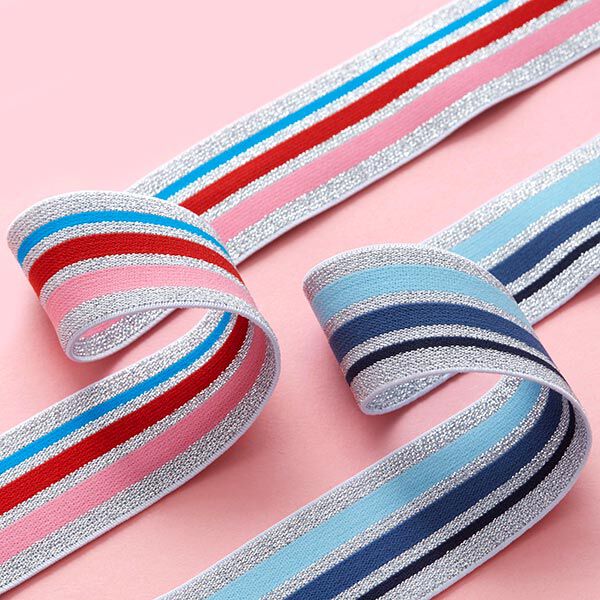 Gummiband Glitter [ 4 cm ] – silber/rosa,  image number 3