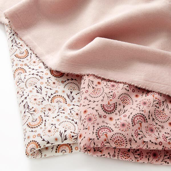 Alpenfleece süße Blümchen – rosa | Reststück 60cm