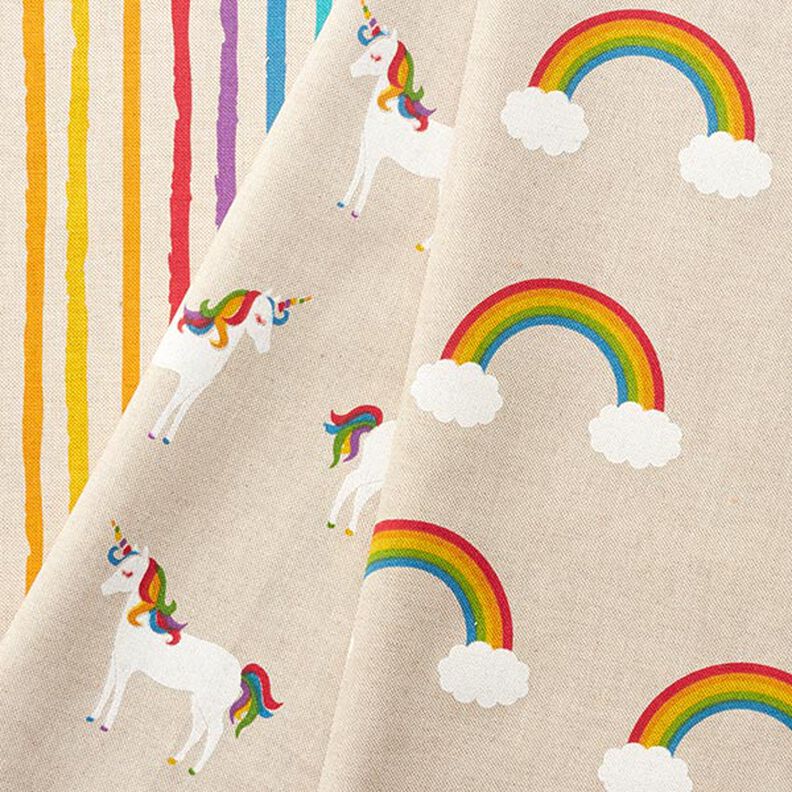 Dekostoff Halbpanama Regenbogen Streifen, image number 5