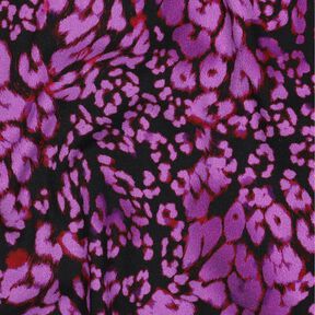 Viskose-Stretch Leoprint Digitaldruck – schwarz/rotlila, 
