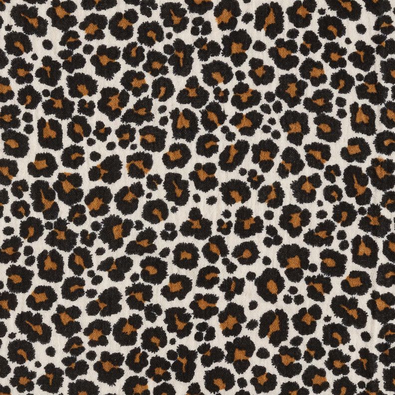 Musselin/ Doppel-Krinkel Gewebe Leo Print – helltaupe/schwarz, image number 1