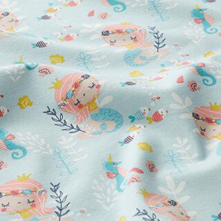 Baumwolljersey Meerjungfrau – babyblau/rosa, 