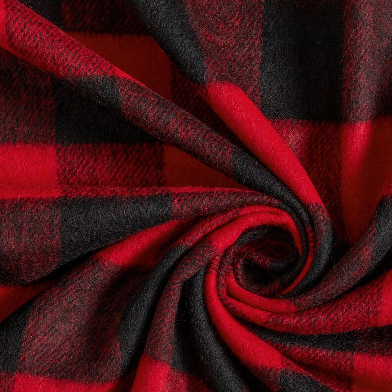 Mantelstoff Schottenkaro – rot/schwarz,  image number 3