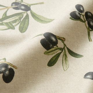 Beschichtete Baumwolle Olivenzweige – natur/pinie, 