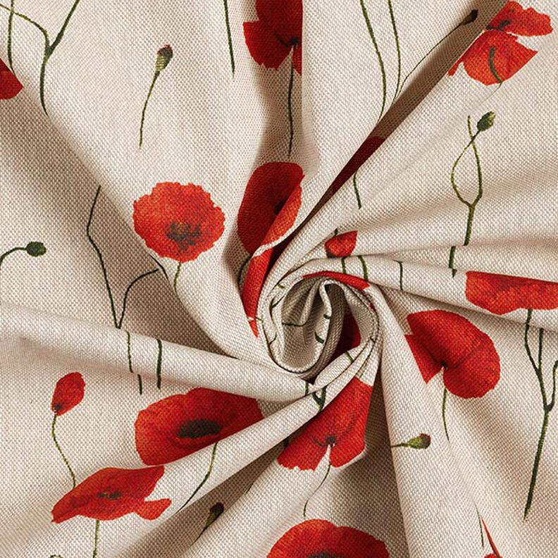 Dekostoff Halbpanama Mohn groß – karminrot/natur,  image number 3