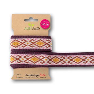 Bio-Jacquardband Stripe Me Icon [ 200 cm | 3,5 cm ] | Albstoffe – bordeauxrot/orange, 