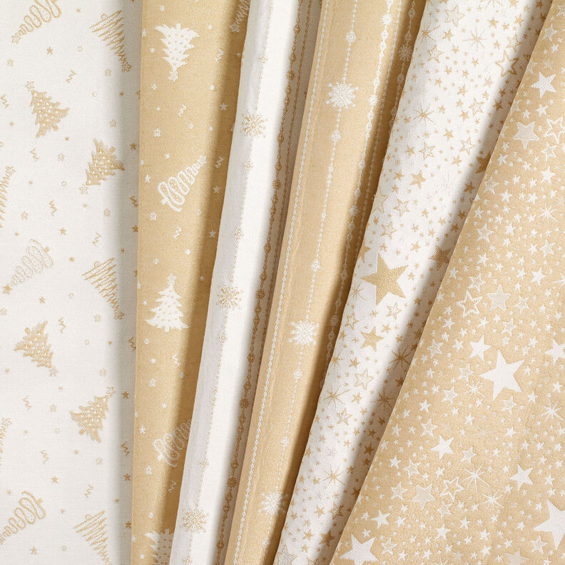 Dekostoff Jacquard Lurex Sternenmeer – hellbeige/gold, image number 5