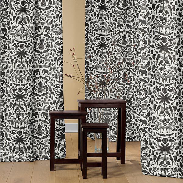 Chenille-Jacquard Barocker Dschungel – schwarz/wollweiss, image number 6
