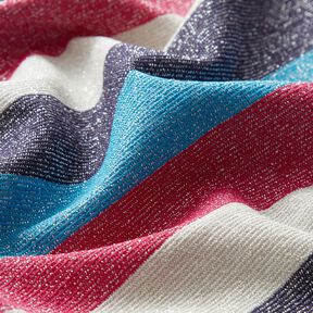 Glitzerjersey Streifen – intensiv pink/marineblau, 