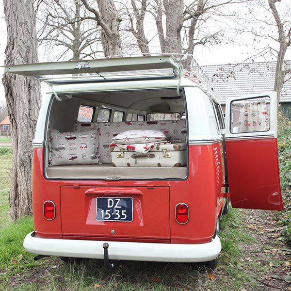 Dekostoff Halbpanama VW Bulli klein – natur/terracotta, image number 5