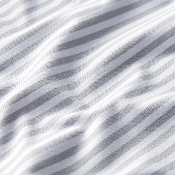 Baumwolljersey schmale Streifen – hellgrau/weiss,  image number 2