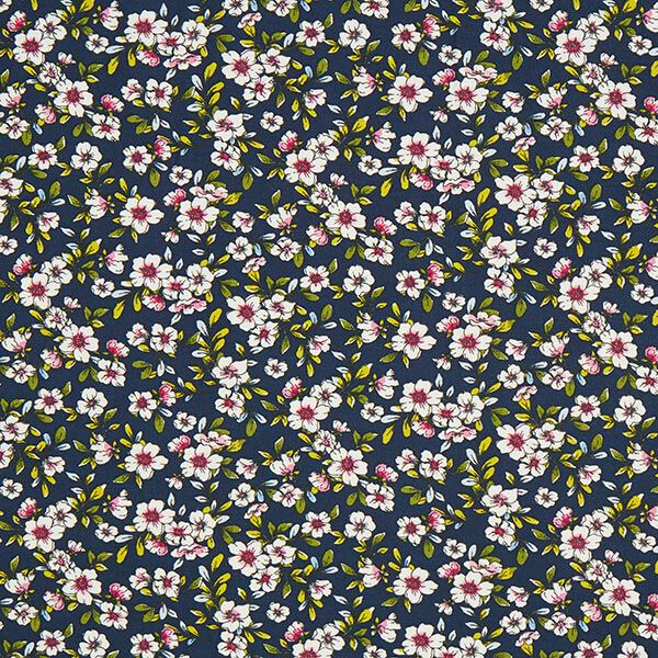 Modaljersey Blumen| by Poppy – marineblau | Reststück 100cm