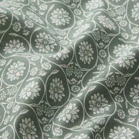 Baumwollstoff Cretonne Blumen und Ranken – schilf/weiss, 