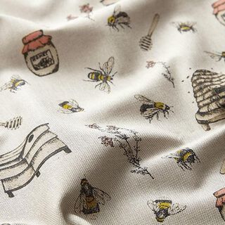 Dekostoff Halbpanama Bienen und Honig – natur, 