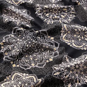 Baumwolljersey Mandalas | Glitzerpüppi – schwarz/silbergrau, 