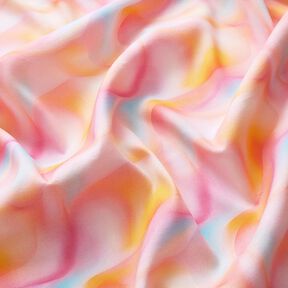 Viskosestoff sommerliches Wellenmuster – apricot/eisblau, 