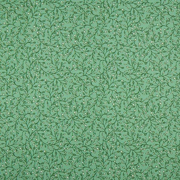 Dekostoff Halbpanama feine Zweige – grün | Reststück 100cm