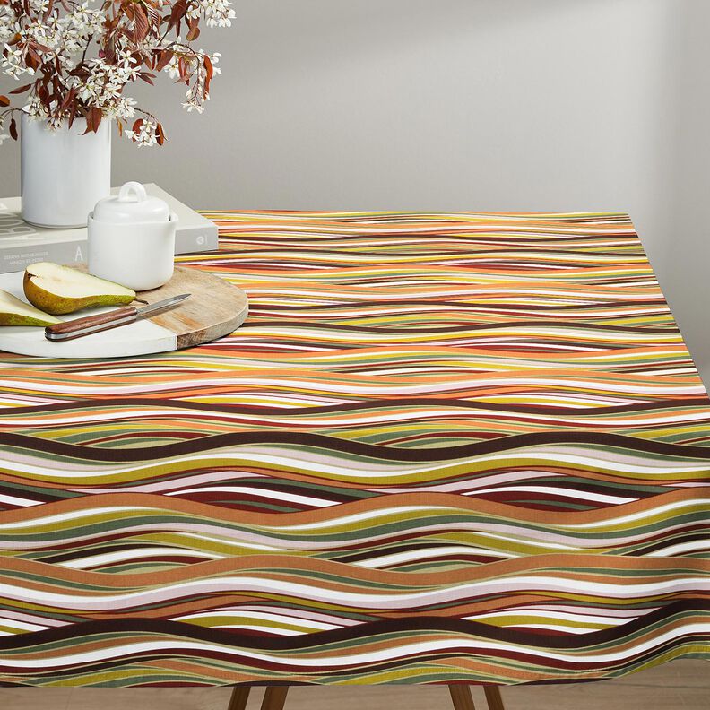 Baumwollstoff Cretonne geschwungene Streifen &ndash; weiss/hellorange,  image number 5