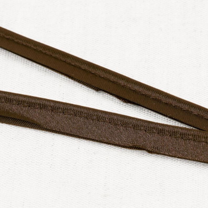 Satin Paspelband [10 mm] – dunkelbraun,  image number 1