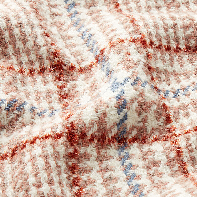 Mantelstoff Karo & Hahnentritt – weiss/altrosa,  image number 2