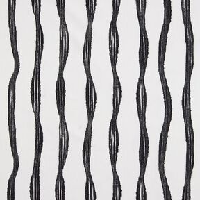 Dekostoff Halbpanama Wellenstreifen &ndash; schwarz/elfenbein, 