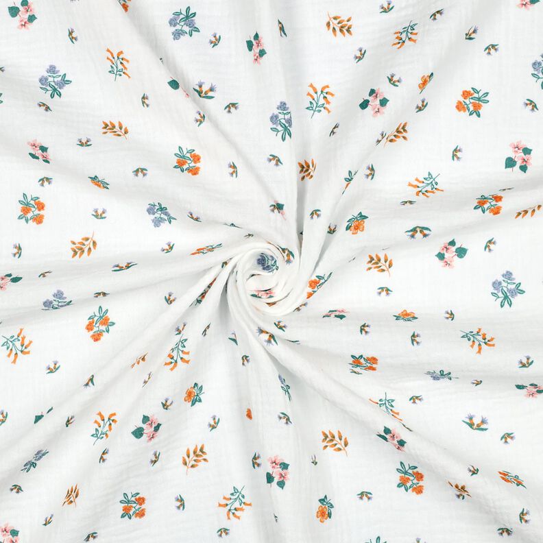 Musselin/ Doppel-Krinkel Gewebe Blümchen | Poppy Fabrics – elfenbein/pfirsichorange,  image number 3