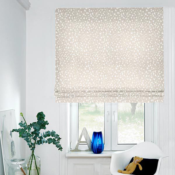 Dekostoff Halbpanama Zweige mit Knospen – weiss/beige