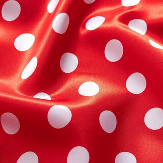 Polyestersatin große Punkte – rot/weiss, 