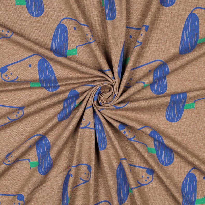 Baumwolljersey Hunde | Poppy Fabrics – hellbraun/königsblau,  image number 3