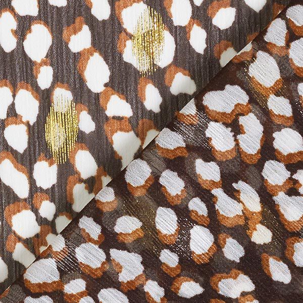Crêpe Chiffon Metallicdruck Goldflecken – schwarz/terracotta | Reststück 50cm