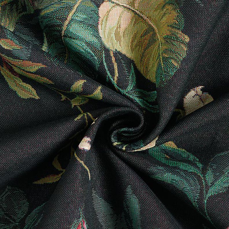 Dekostoff Gobelin Blumen-Bouquet – schwarz/karminrot,  image number 3