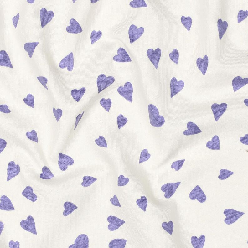 Sommersweat Herzen | Poppy Fabrics – elfenbein/flieder, image number 2