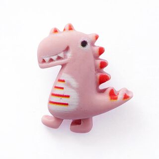 Ösenknopf Dino [  Ø20 mm ] – rosa/rot, 