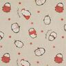 Dekostoff Halbpanama festliche Pinguine – natur/karminrot,  thumbnail number 1