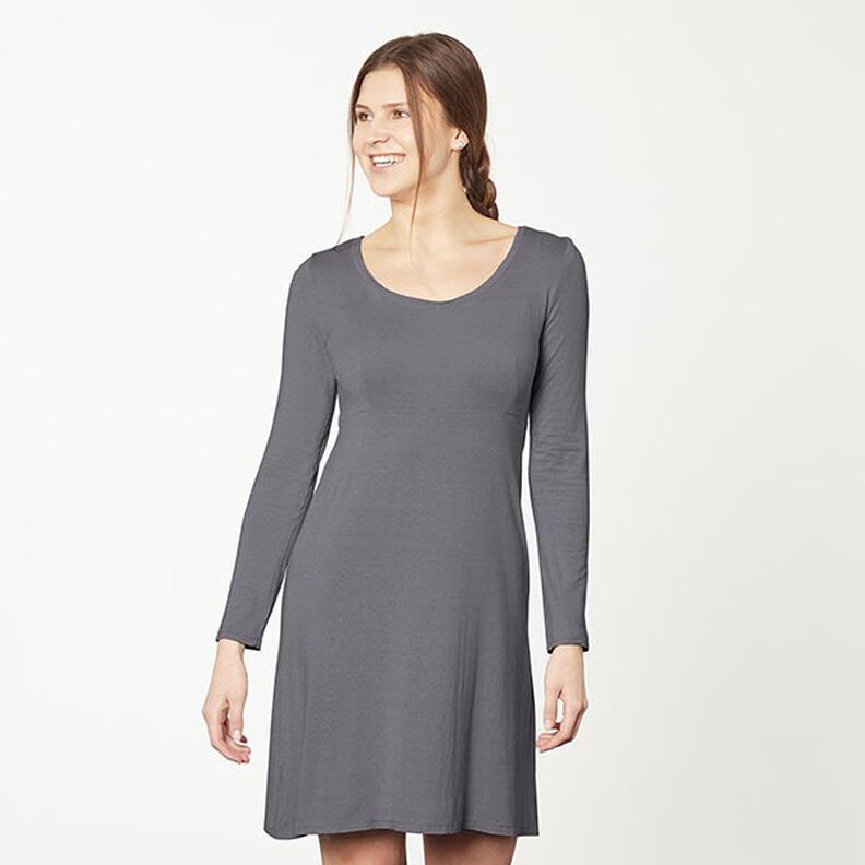 Baumwolljersey Medium Uni – schwarzblau,  image number 6