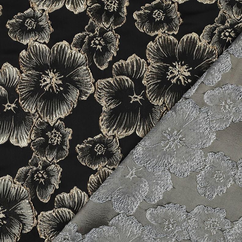 Jacquard 3D Effekt Blumen – schwarz/mandel, image number 4