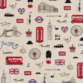 Dekostoff Halbpanama London – natur/rot, 