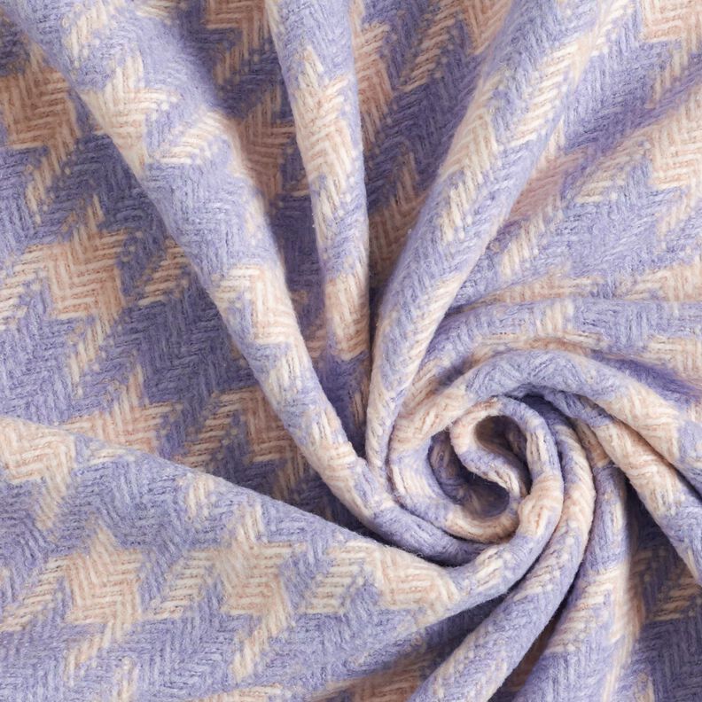 Mantelstoff grob gewebt Hahnentritt – beige/flieder,  image number 3