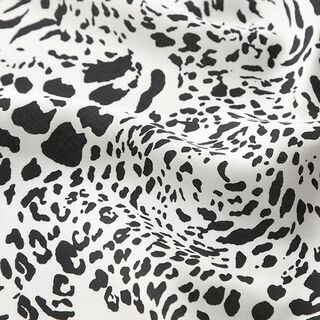 Viskosestoff Leopardenmuster – weiss/schwarz, 