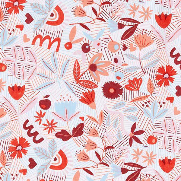 Baumwollstoff Cretonne abstrakte Blumen – weiss/rosa,  image number 1