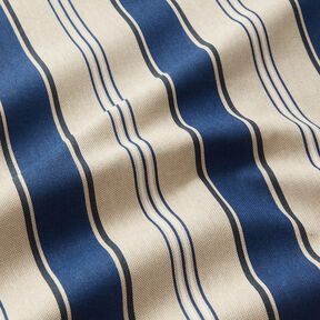 Dekostoff Halbpanama maritime Streifen – natur/indigo, 