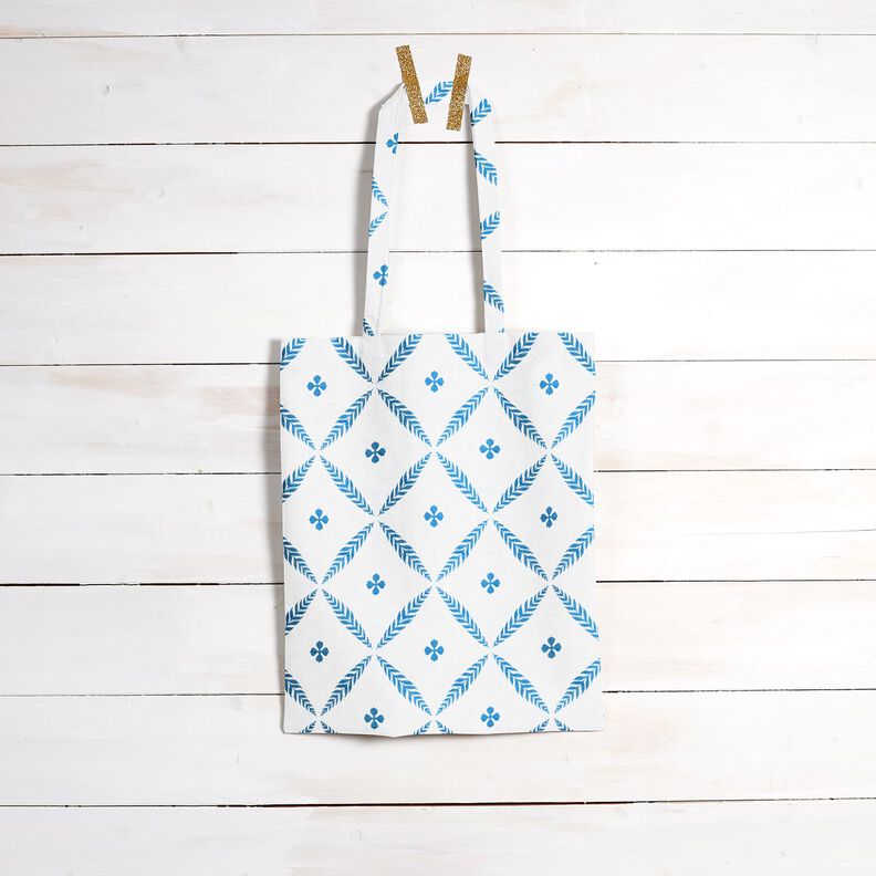 Dekostoff Baumwollköper elegante Rauten – weiss/blau, image number 7