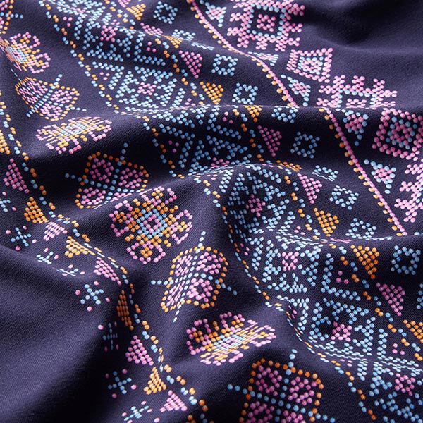 GOTS Jersey EVERMORE Stitches | Hamburger Liebe - Albstoffe – marineblau | Reststück 50cm