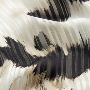 Chiffon Tupfen und Ausbrennerstreifen – weiss/schwarz, 