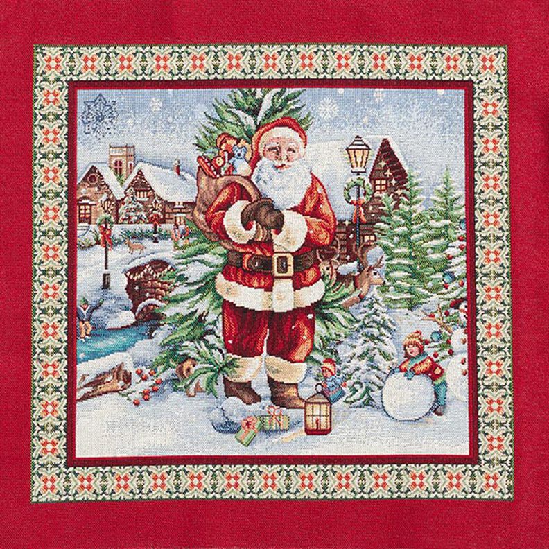 Dekopanel Gobelin weihnachtlicher Besuch – karminrot,  image number 1