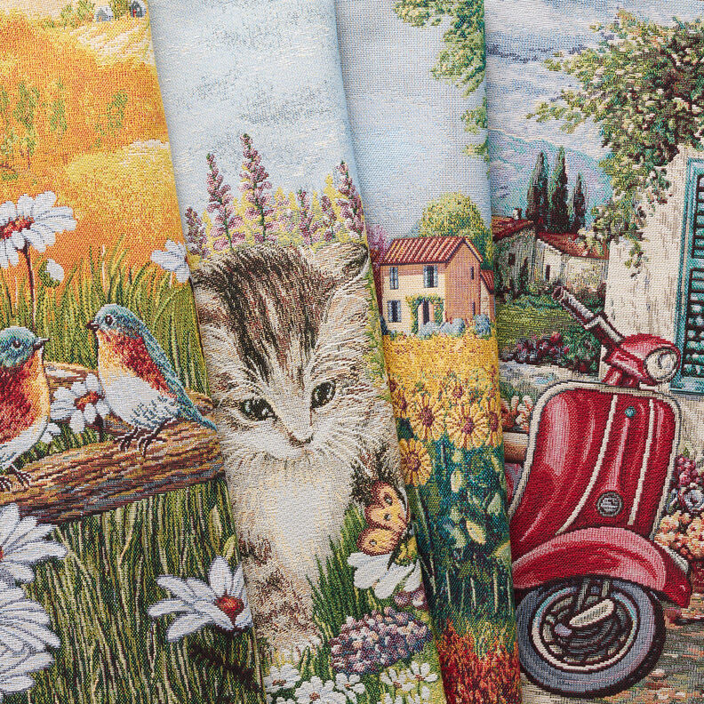 Dekopanel Gobelin Vogelpärchen – karminrot/hellbeige,  image number 5