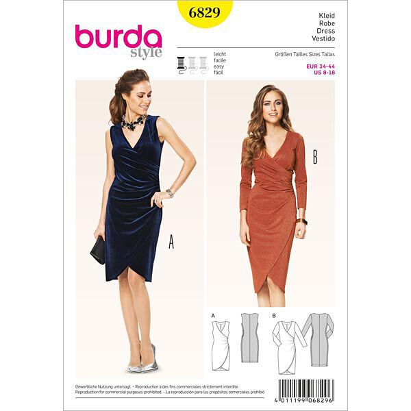 Kleid Wickeloptik | Burda 6829 | 34-44, image number 1