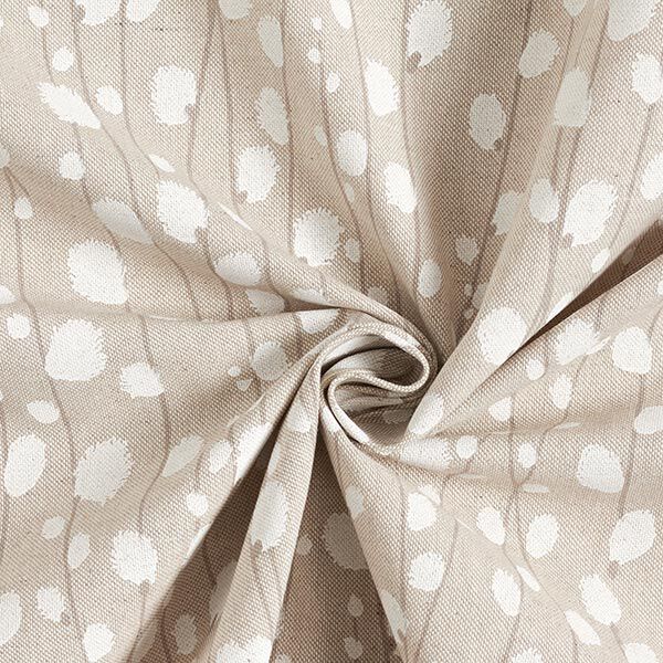 Dekostoff Halbpanama Zweige mit Knospen – weiss/beige
